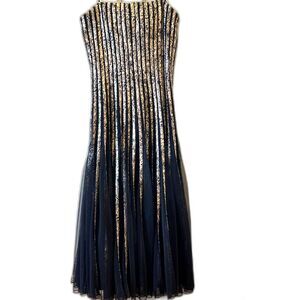 Cache Vintage Black Dress with Gold Contrast - Size 2